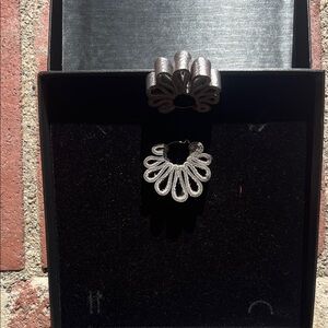 Elegant Silver Leather Earrings